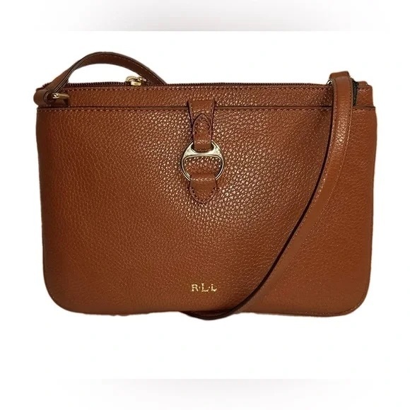Ralph Lauren Brown Leather Crossbody Bag Gold Hardware - Picture 1 of 14